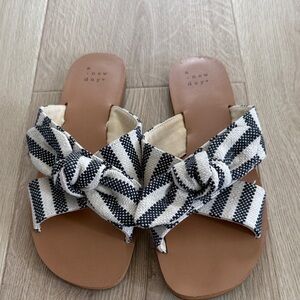A New Day Women's Knotted Striped Sandals - Black and White